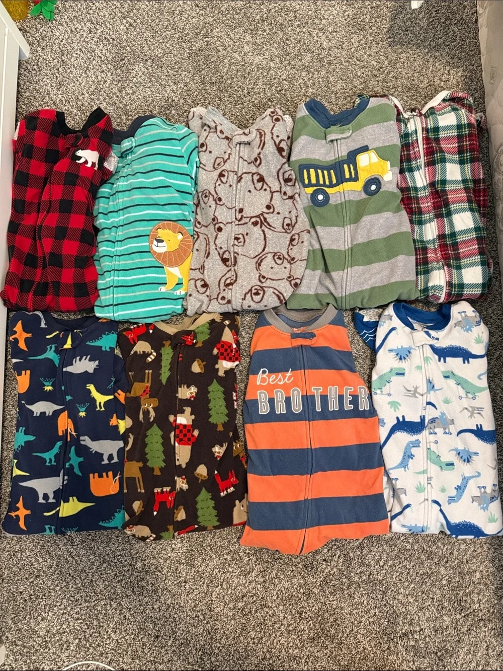 Carters Kids Pajama Sleepers - Mixed Colors and Patterns 24M and 2T
